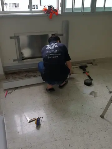 Installation in progress in an HDB flat